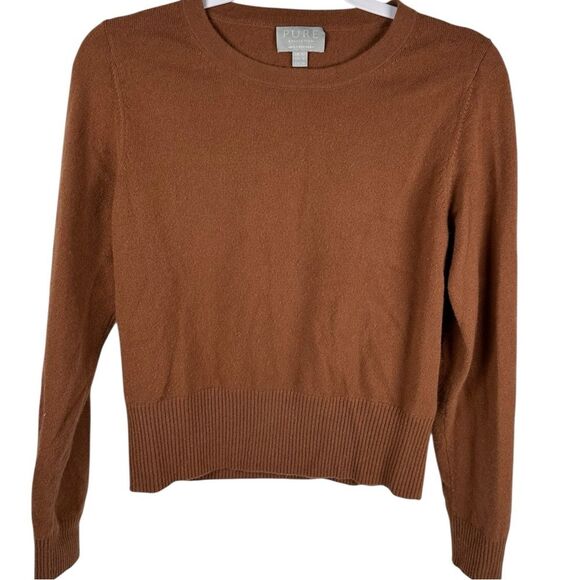 Pure Collection 100% Cashmere brown crewneck Sweater women’s small - Picture 1 of 6